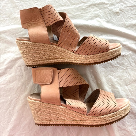 NWOT Eileen Fisher Willow Wedge Espadrilles Sandals blush Pink leather SZ 9 - Picture 5 of 16